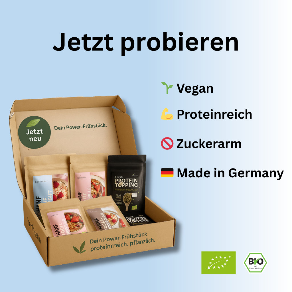 Hanf-Frühstück Probierpaket - kostenloser Versand mit Code: Versand100