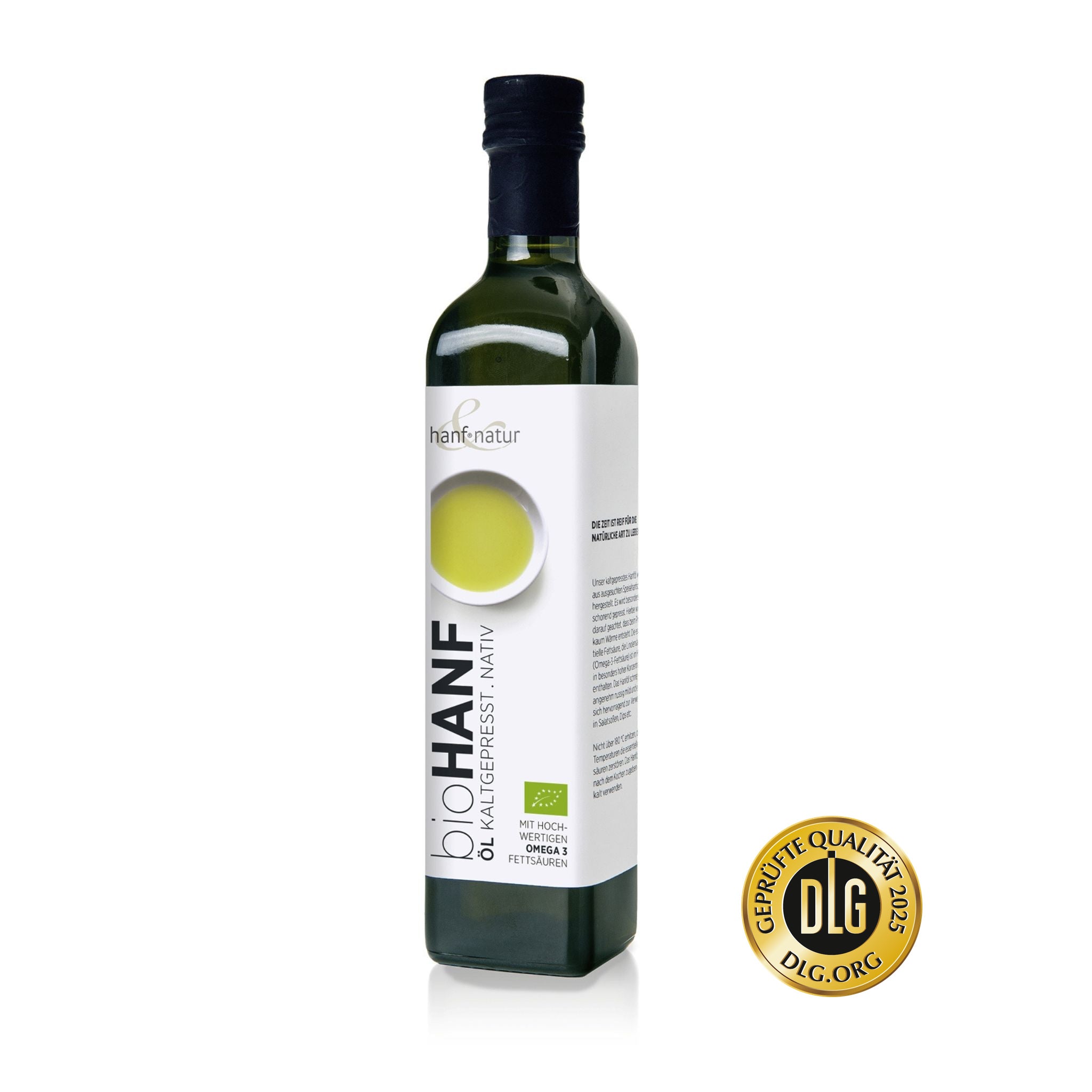 Bio Hanföl 500 ml, kaltgepresst und nativ – DLG Geprüfte Qualität 2025